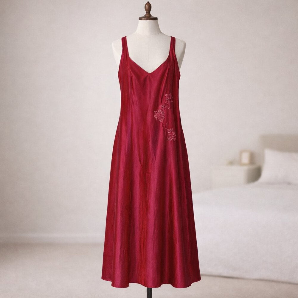 Private Luxuries Deep Rose Pink Satin Slip Dress Size XL